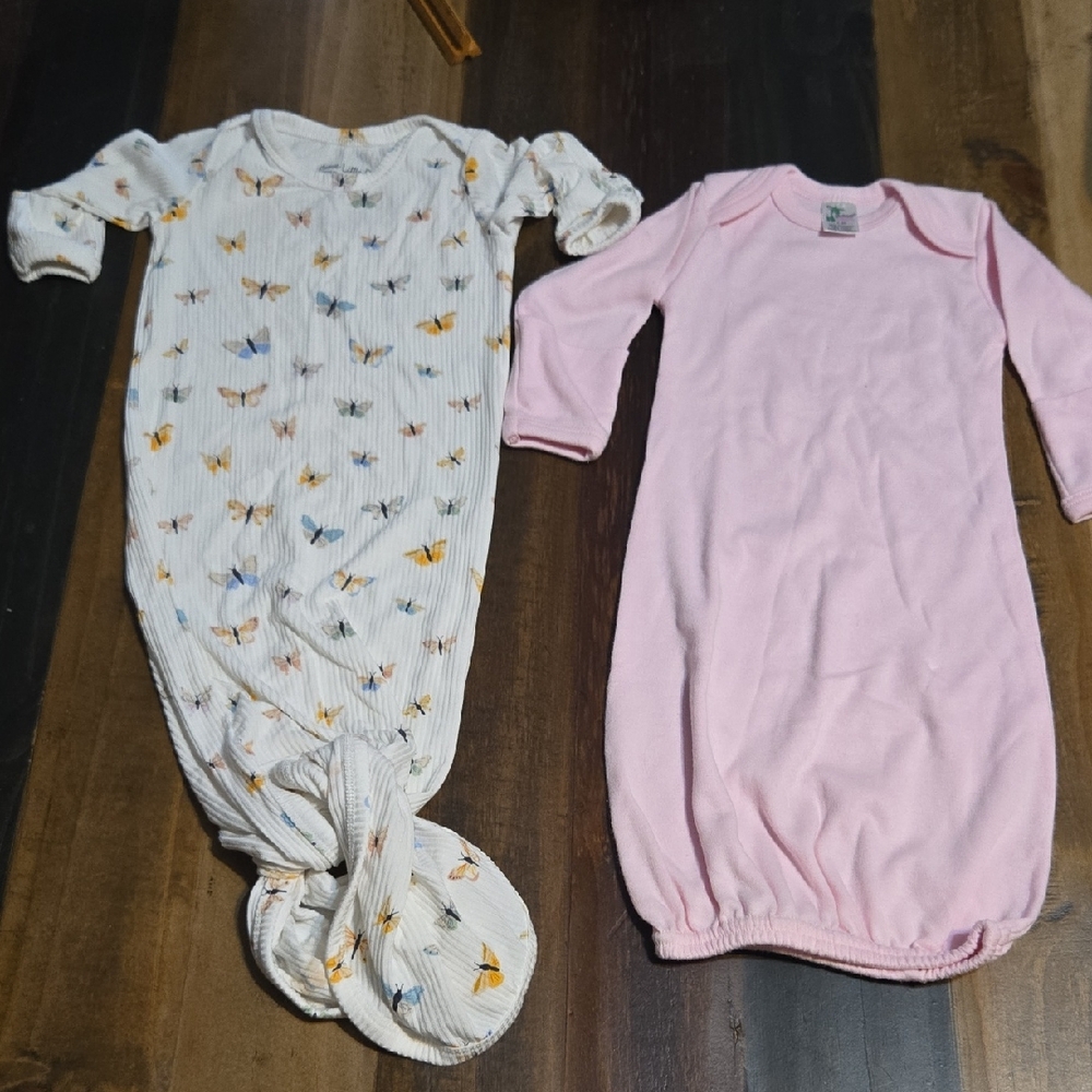 Butterfly Print and Pink Gown Set